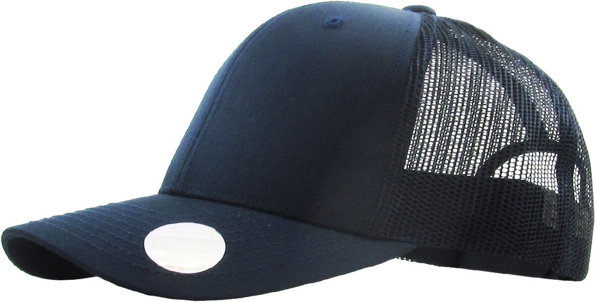 Navy Blue Classic 6 Panel Trucker Mesh Snapback Side View